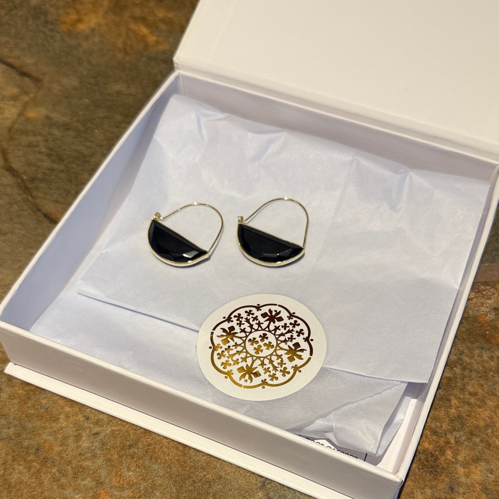 Black and Gold Onyx Hoops